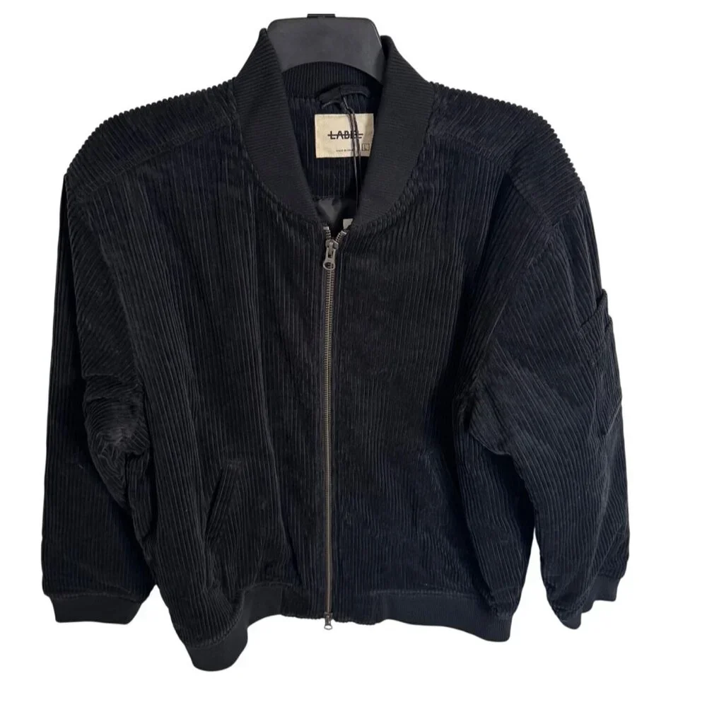 Label Go To Coudroy Size Large Black Jacket NWT Full Zip Bomber